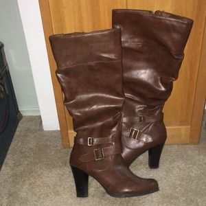 Brown high boots
